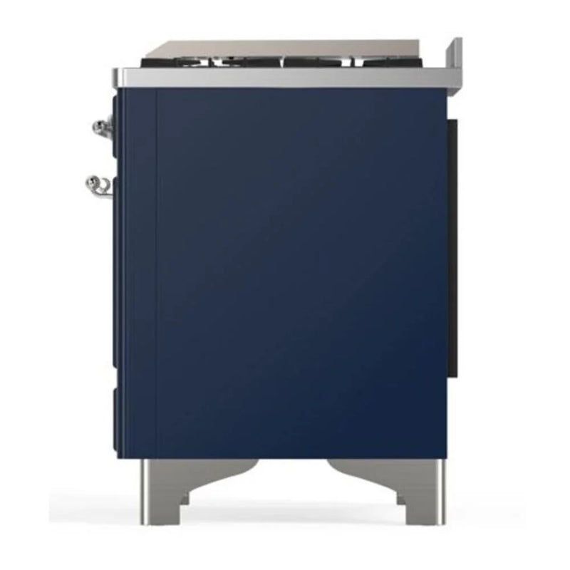ILVE Majestic II 40" Dual Fuel Freestanding Range in Midnight Blue with Chrome Trim, UMD10FDNS3MBC