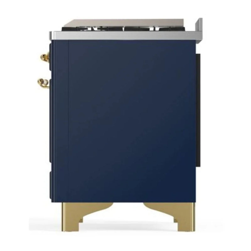ILVE Majestic II 40" Dual Fuel Freestanding Range in Midnight Blue with Brass Trim, UMD10FDNS3MBGLP