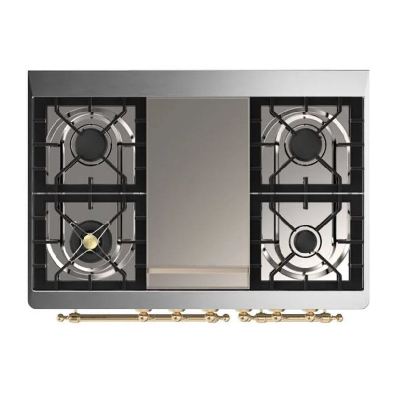 ILVE Majestic II 40" Dual Fuel Freestanding Range in Midnight Blue with Brass Trim, UMD10FDNS3MBGLP