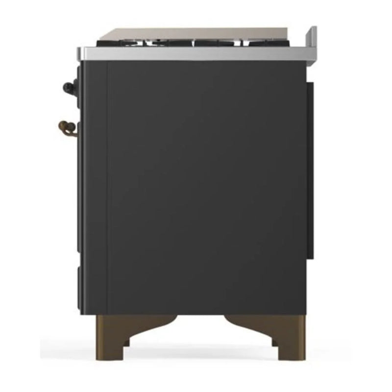 ILVE Majestic II 40" Dual Fuel Freestanding Range in Graphite Matte with Burnished Trim, UMD10FDNS3MGBLP