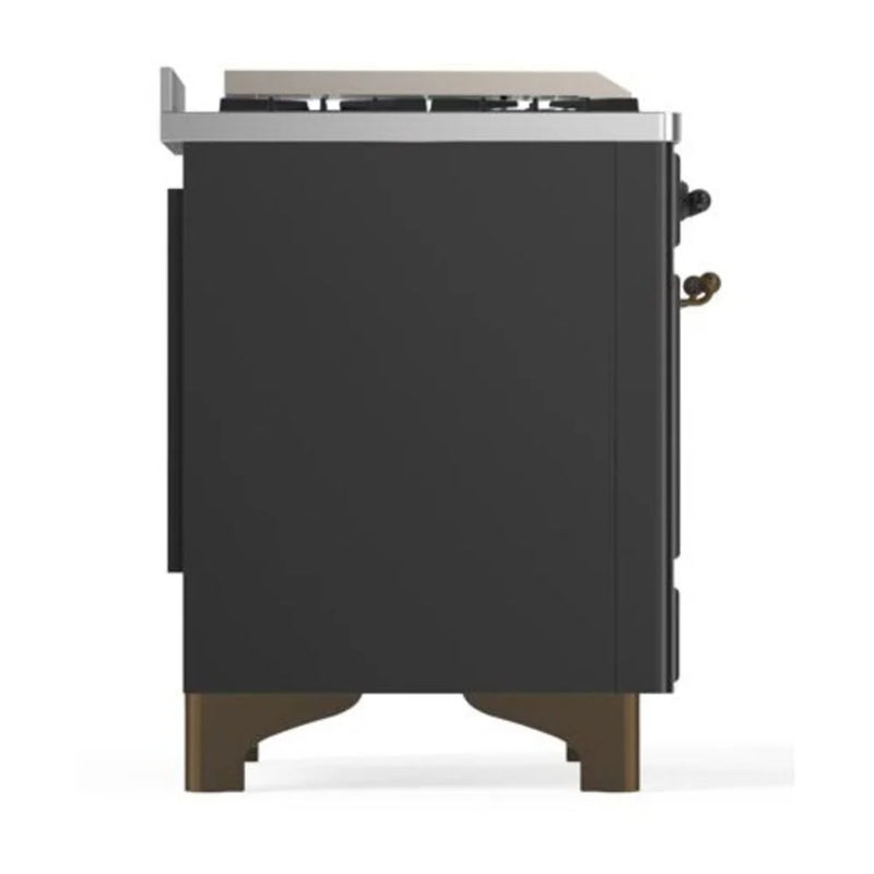 ILVE Majestic II 40" Dual Fuel Freestanding Range in Graphite Matte with Burnished Trim, UMD10FDNS3MGBLP