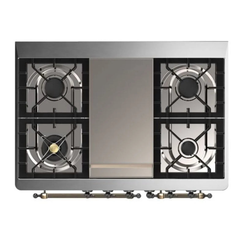 ILVE Majestic II 40" Dual Fuel Freestanding Range in Graphite Matte with Burnished Trim, UMD10FDNS3MGB