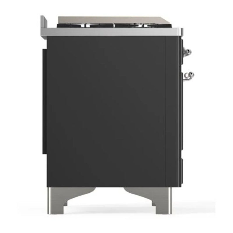 ILVE Majestic II 40" Dual Fuel Freestanding Range in Graphite Matte with Chrome Trim, UMD10FDNS3MGCLP