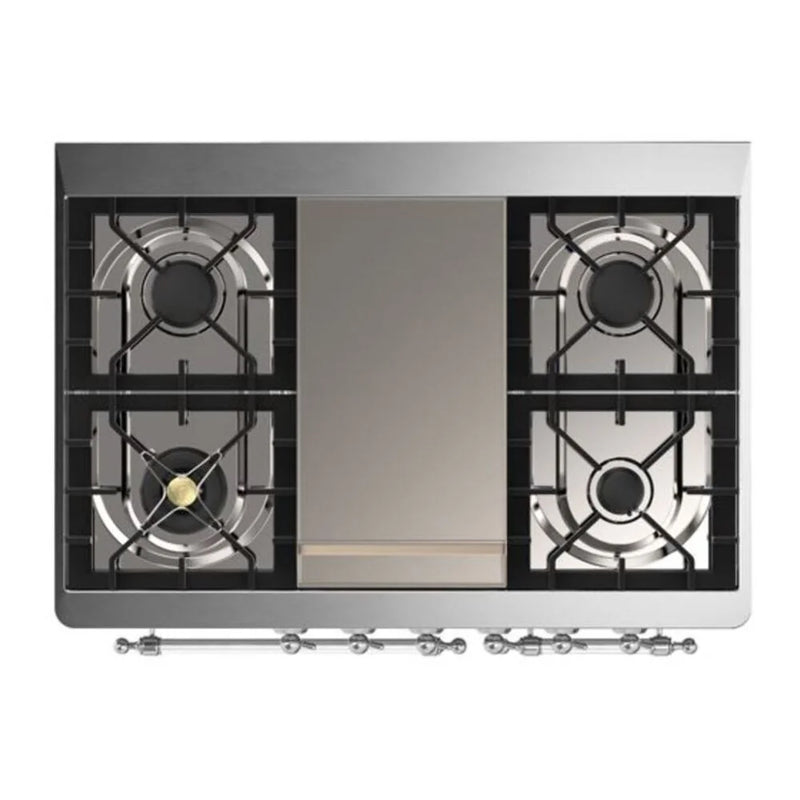 ILVE Majestic II 40" Dual Fuel Freestanding Range in Graphite Matte with Chrome Trim, UMD10FDNS3MGC