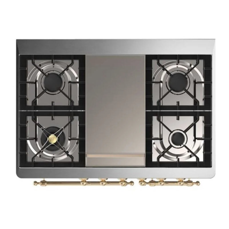ILVE Majestic II 40" Dual Fuel Freestanding Range in Graphite Matte with Brass Trim, UMD10FDNS3MGGLP