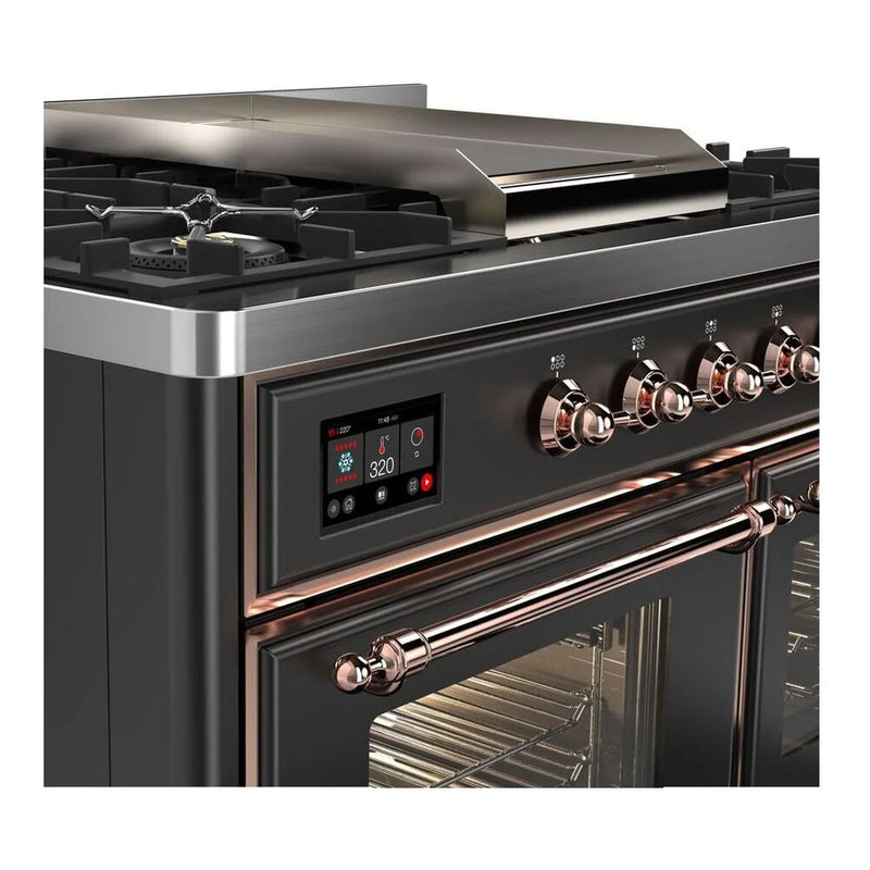 ILVE Majestic II 40" Dual Fuel Freestanding Range in Graphite Matte with Copper Trim, UMD10FDNS3MGPLP