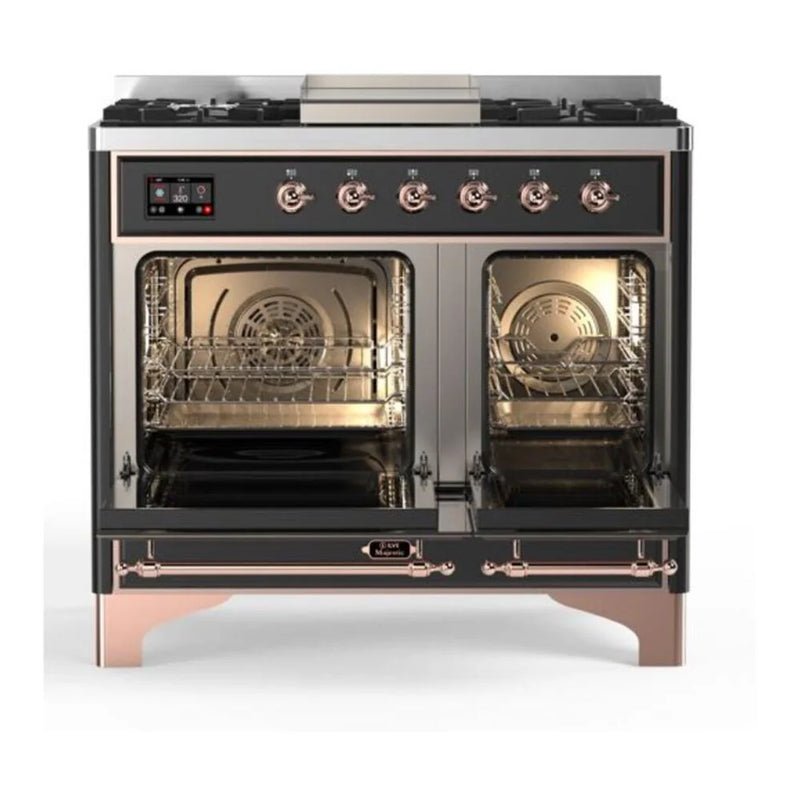 ILVE Majestic II 40" Dual Fuel Freestanding Range in Graphite Matte with Copper Trim, UMD10FDNS3MGPLP