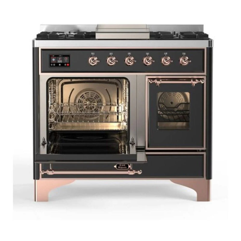 ILVE Majestic II 40" Dual Fuel Freestanding Range in Graphite Matte with Copper Trim, UMD10FDNS3MGPLP