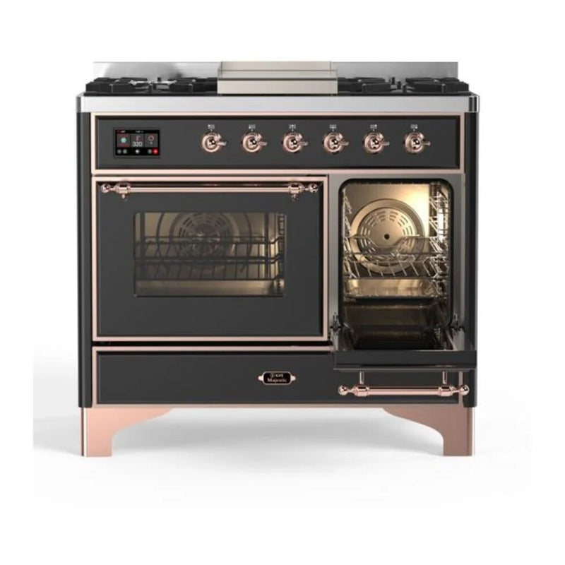 ILVE Majestic II 40" Dual Fuel Freestanding Range in Graphite Matte with Copper Trim, UMD10FDNS3MGPLP