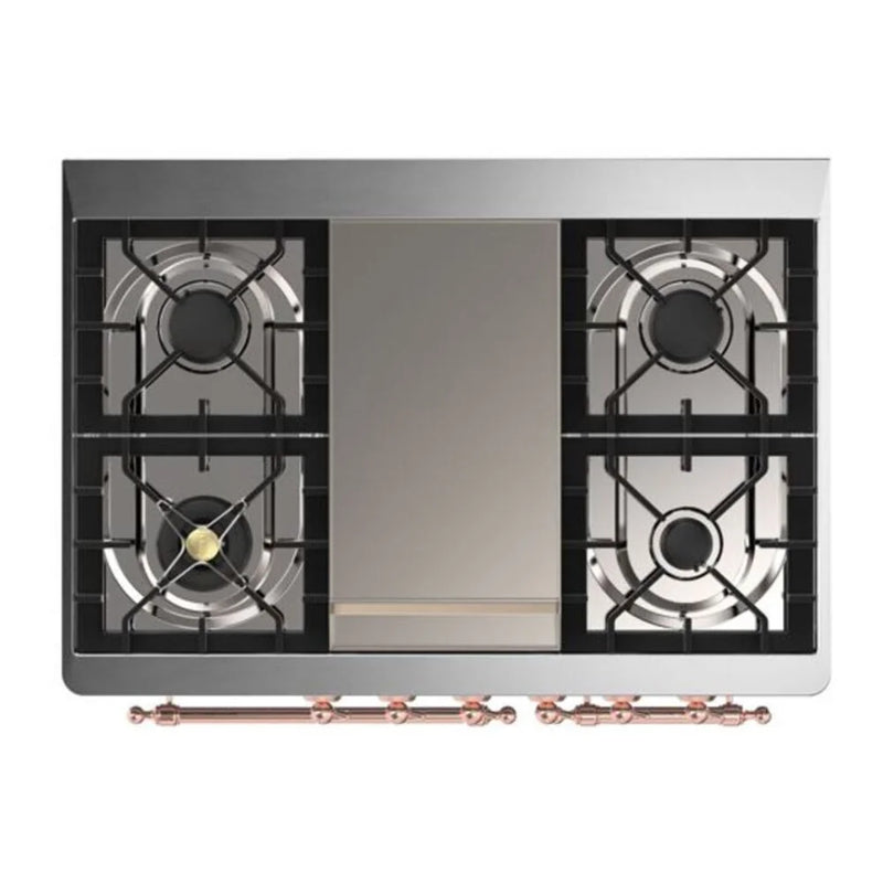 ILVE Majestic II 40" Dual Fuel Freestanding Range in Graphite Matte with Copper Trim, UMD10FDNS3MGPLP