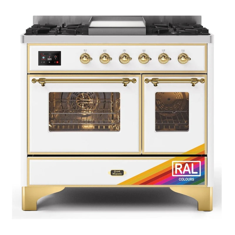 ILVE Majestic II 40" Dual Fuel Freestanding Range in RAL Color with Brass Trim, UMD10FDNS3RAG