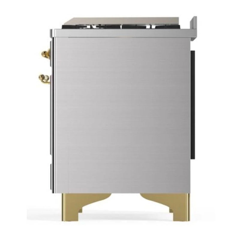 ILVE Majestic II 40" Dual Fuel Freestanding Range in Stainless Steel with Brass Trim, UMD10FDNS3SSG