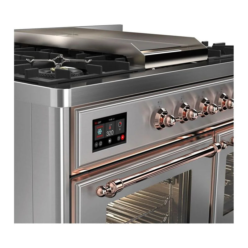 ILVE Majestic II 40" Dual Fuel Freestanding Range in Stainless Steel with Copper Trim, UMD10FDNS3SSP
