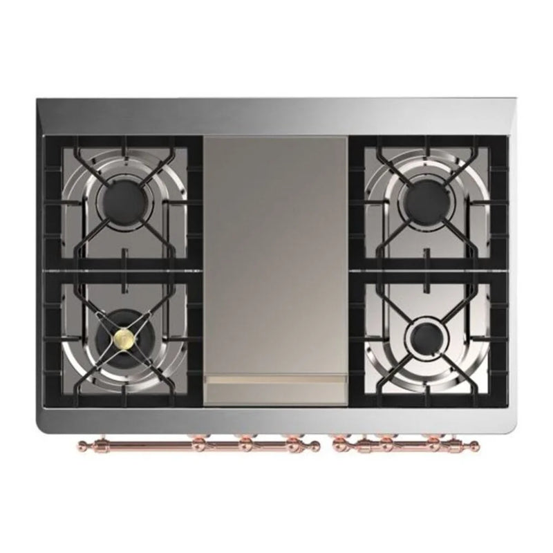 ILVE Majestic II 40" Dual Fuel Freestanding Range in Stainless Steel with Copper Trim, UMD10FDNS3SSP