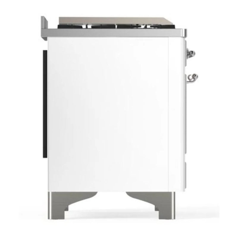 ILVE Majestic II 40" Dual Fuel Freestanding Range in White with Chrome Trim, UMD10FDNS3WHC