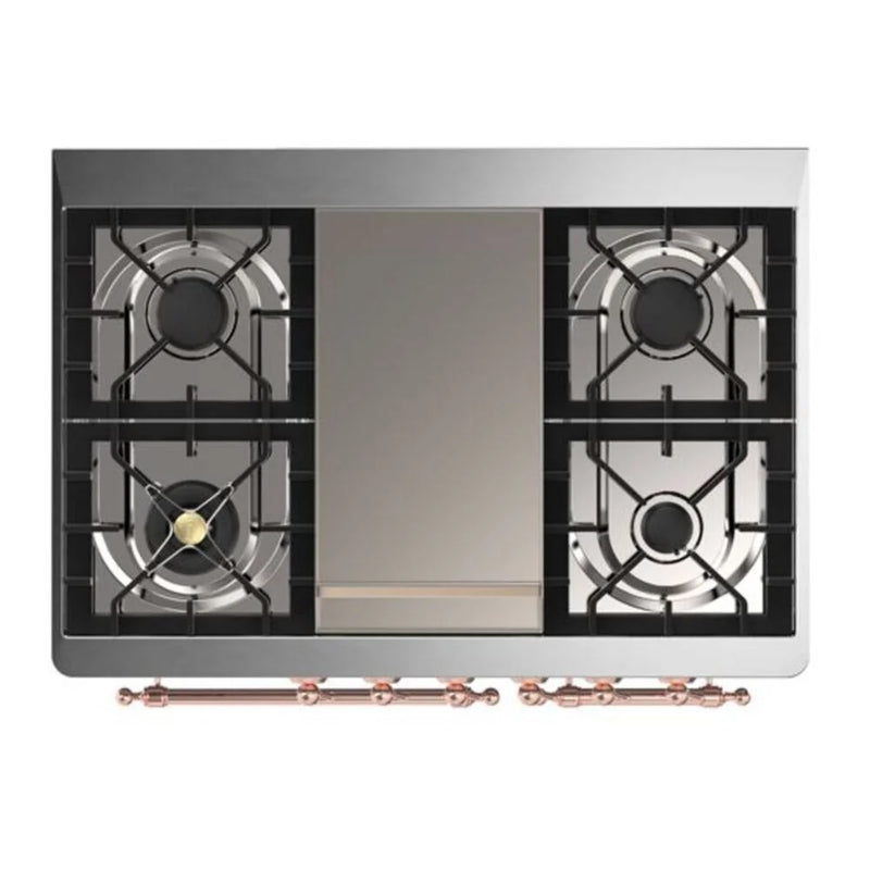 ILVE Majestic II 40" Dual Fuel Freestanding Range in White with Copper Trim, UMD10FDNS3WHP