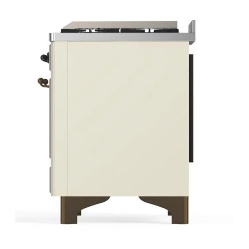 ILVE Majestic II 40" Dual Fuel Freestanding Range in Antique White with Burnished Trim, UMD10FDQNS3AWBLP