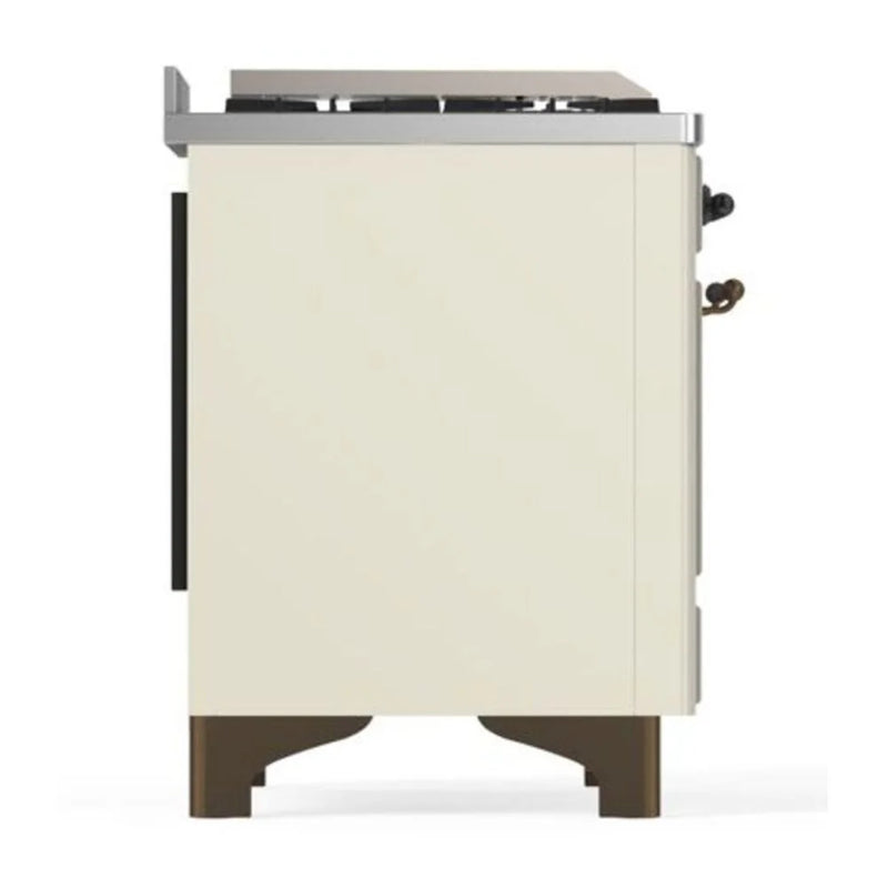 ILVE Majestic II 40" Dual Fuel Freestanding Range in Antique White with Burnished Trim, UMD10FDQNS3AWB