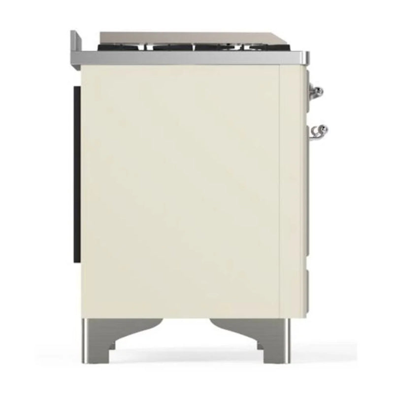 ILVE Majestic II 40" Dual Fuel Freestanding Range in Antique White with Chrome Trim, UMD10FDQNS3AWCLP