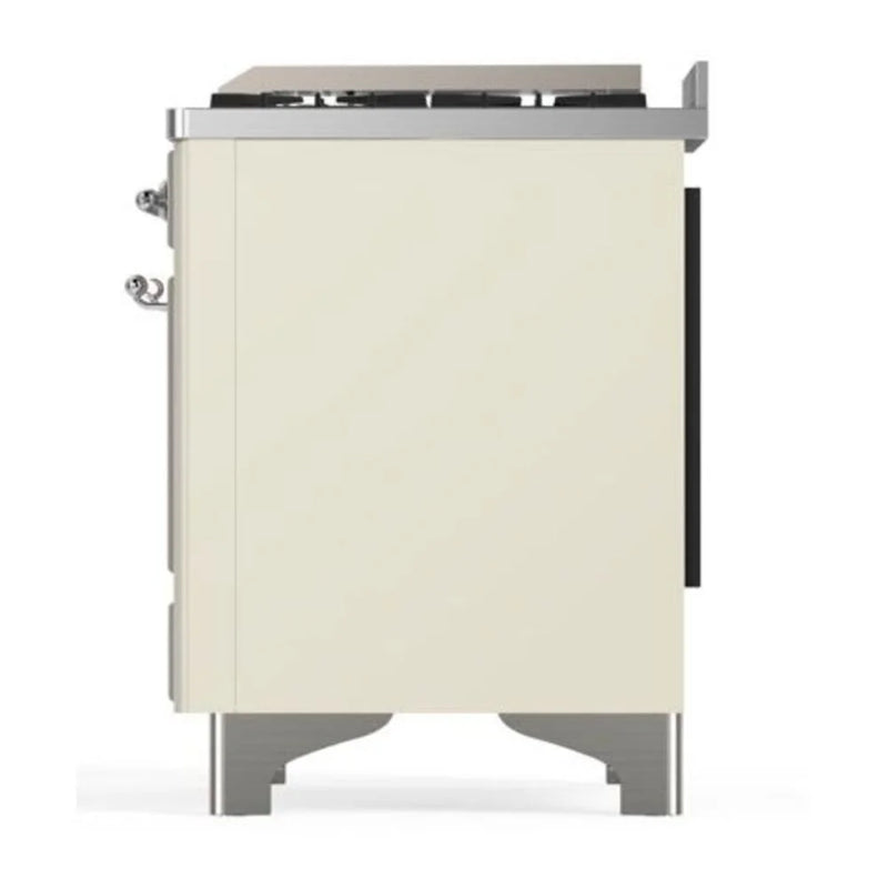 ILVE Majestic II 40" Dual Fuel Freestanding Range in Antique White with Chrome Trim, UMD10FDQNS3AWC