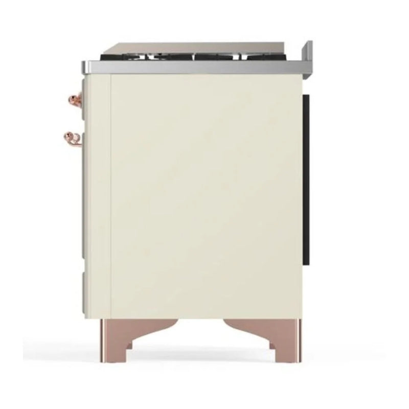 ILVE Majestic II 40" Dual Fuel Freestanding Range in Antique White with Copper Trim, UMD10FDQNS3AWPLP