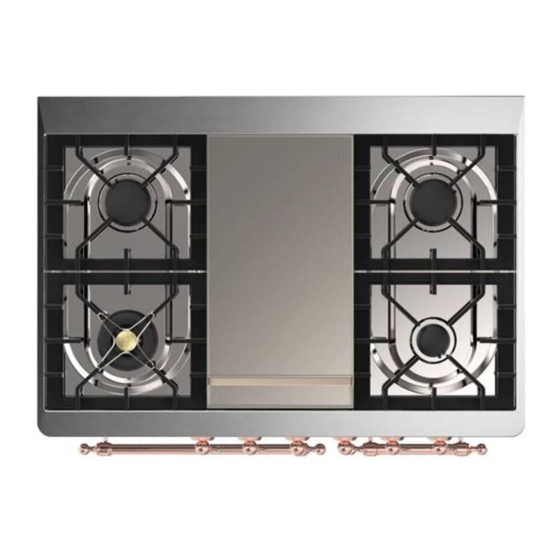 ILVE Majestic II 40" Dual Fuel Freestanding Range in Antique White with Copper Trim, UMD10FDQNS3AWPLP