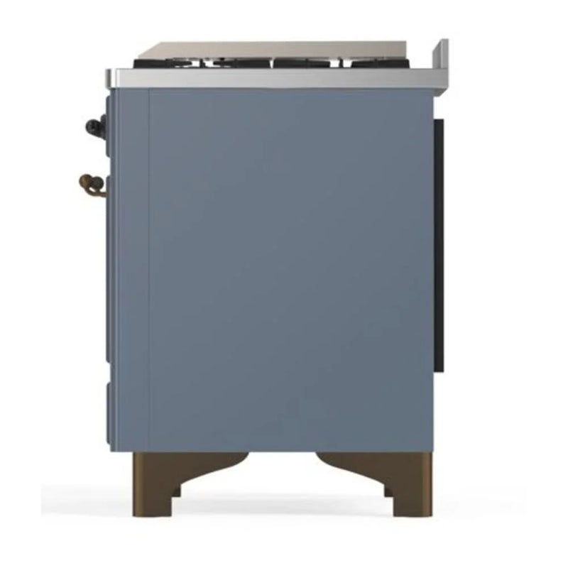 ILVE Majestic II 40" Dual Fuel Freestanding Range in Blue Grey with Burnished Trim, UMD10FDQNS3BGB
