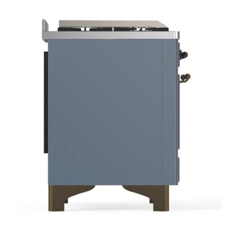 ILVE Majestic II 40" Dual Fuel Freestanding Range in Blue Grey with Burnished Trim, UMD10FDQNS3BGB