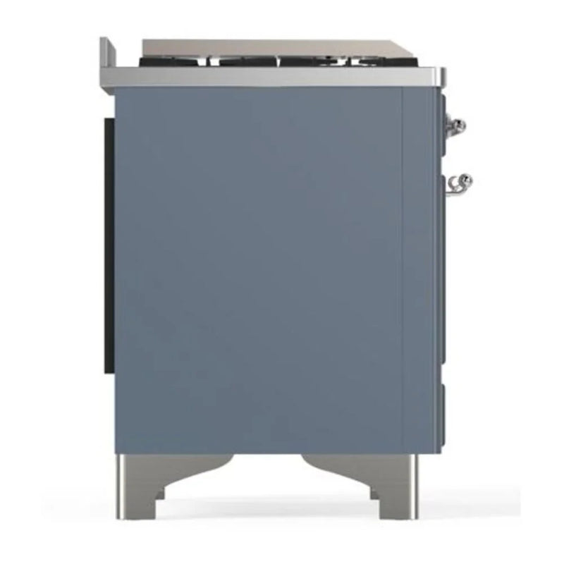 ILVE Majestic II 40" Dual Fuel Freestanding Range in Blue Grey with Chrome Trim, UMD10FDQNS3BGC