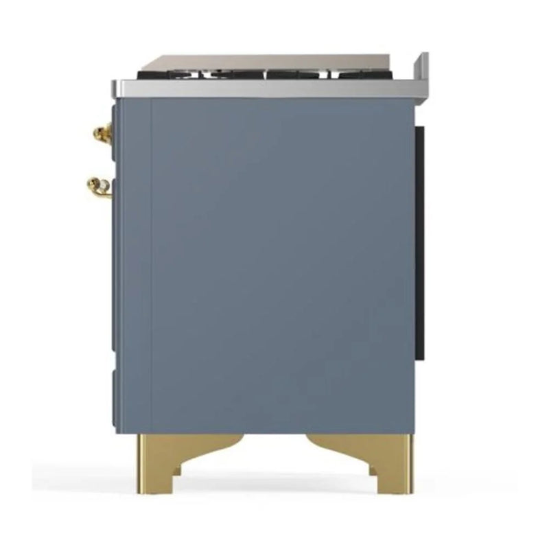 ILVE Majestic II 40" Dual Fuel Freestanding Range in Blue Grey with Brass Trim, UMD10FDQNS3BGG