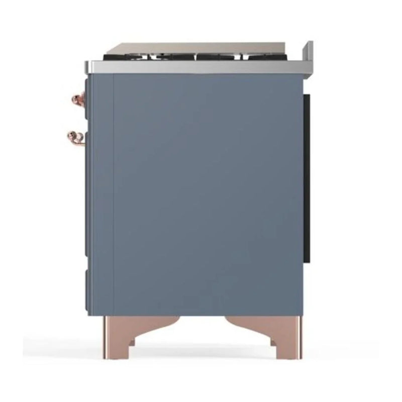 ILVE Majestic II 40" Dual Fuel Freestanding Range in Blue Grey with Copper Trim, UMD10FDQNS3BGPLP
