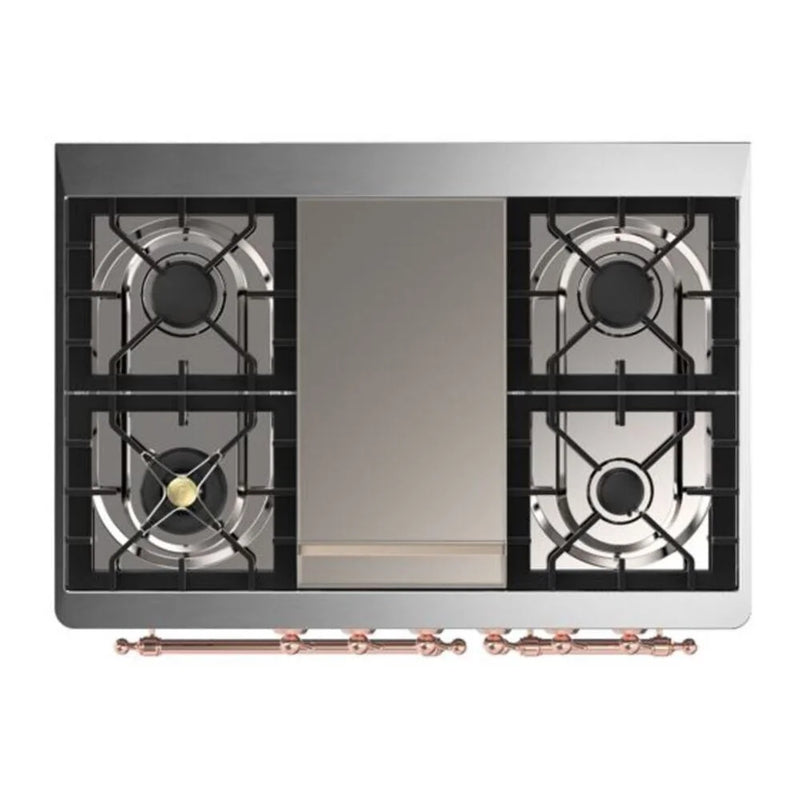 ILVE Majestic II 40" Dual Fuel Freestanding Range in Blue Grey with Copper Trim, UMD10FDQNS3BGPLP