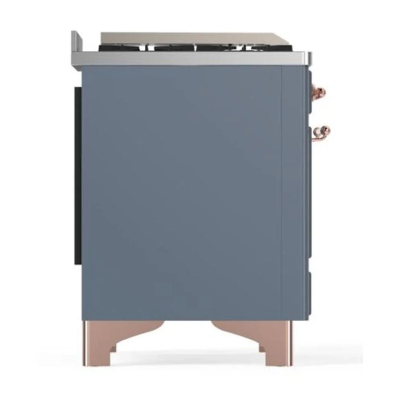 ILVE Majestic II 40" Dual Fuel Freestanding Range in Blue Grey with Copper Trim, UMD10FDQNS3BGP