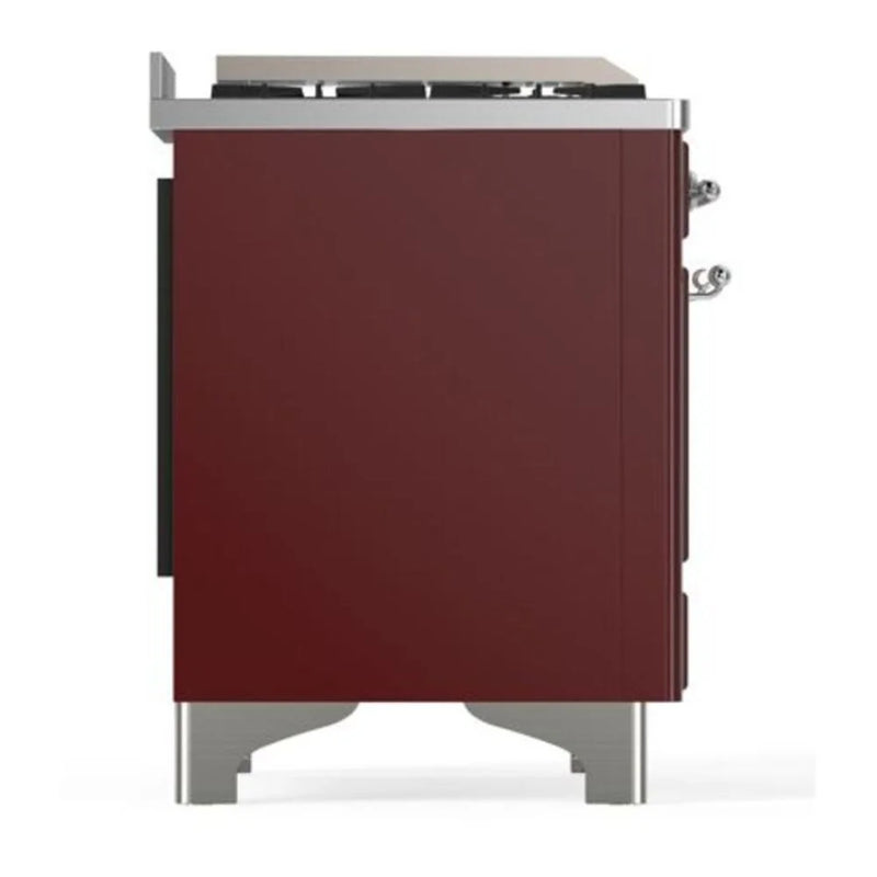 ILVE Majestic II 40" Dual Fuel Freestanding Range in Burgundy with Chrome Trim, UMD10FDQNS3BUC