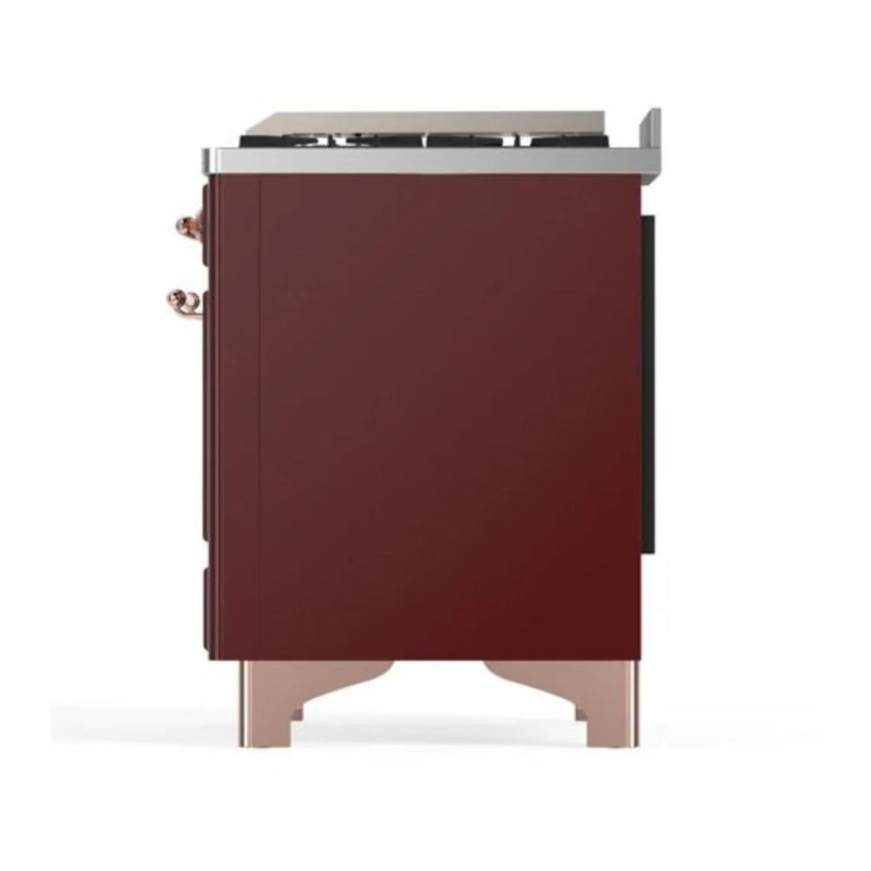 ILVE Majestic II 40" Dual Fuel Freestanding Range in Burgundy with Copper Trim, UMD10FDQNS3BUPLP