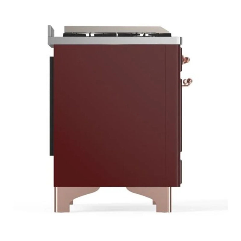 ILVE Majestic II 40" Dual Fuel Freestanding Range in Burgundy with Copper Trim, UMD10FDQNS3BUPLP
