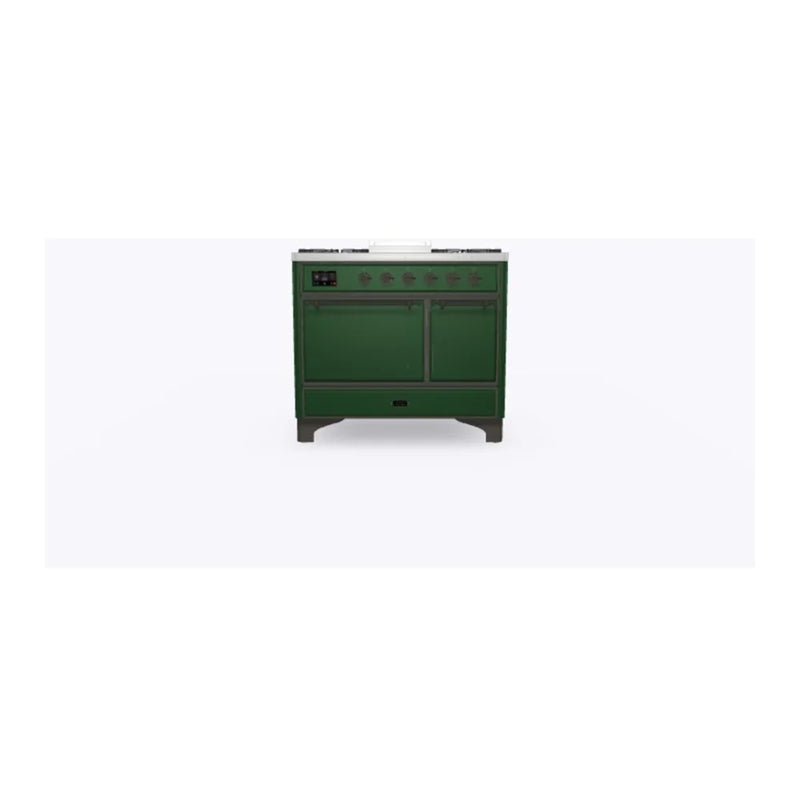 ILVE Majestic II 40" Dual Fuel Freestanding Range in Emerald Green with Burnished Trim, UMD10FDQNS3EGB
