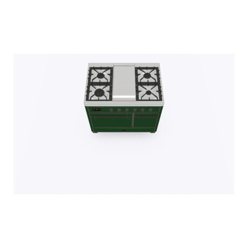 ILVE Majestic II 40" Dual Fuel Freestanding Range in Emerald Green with Burnished Trim, UMD10FDQNS3EGB