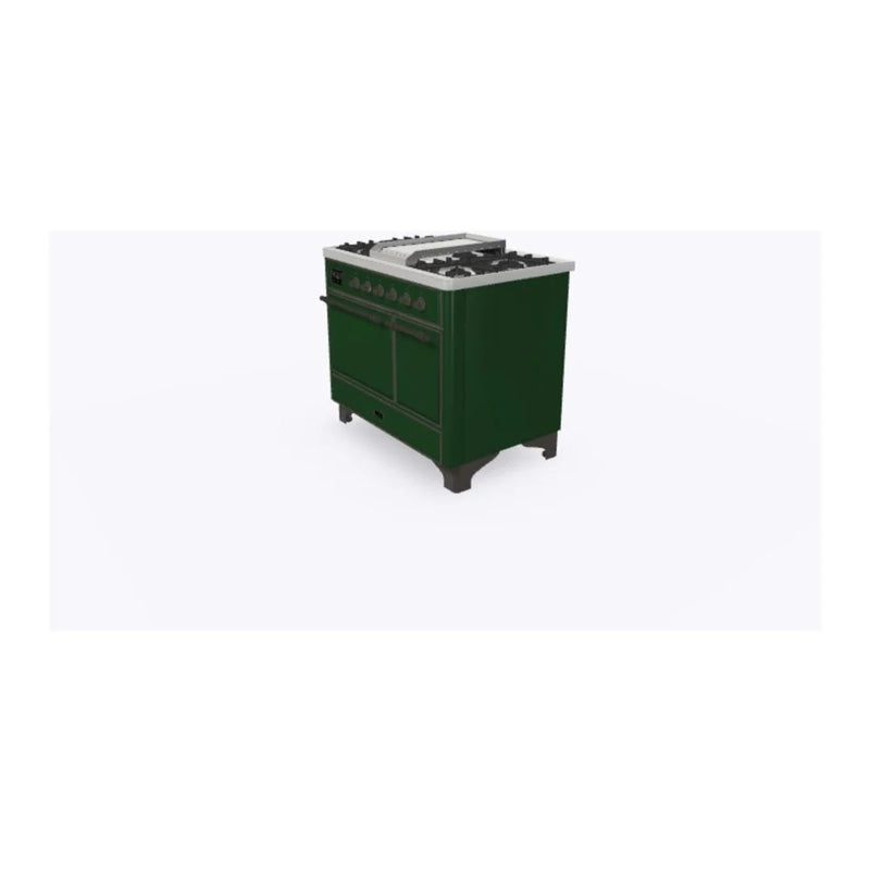 ILVE Majestic II 40" Dual Fuel Freestanding Range in Emerald Green with Burnished Trim, UMD10FDQNS3EGB