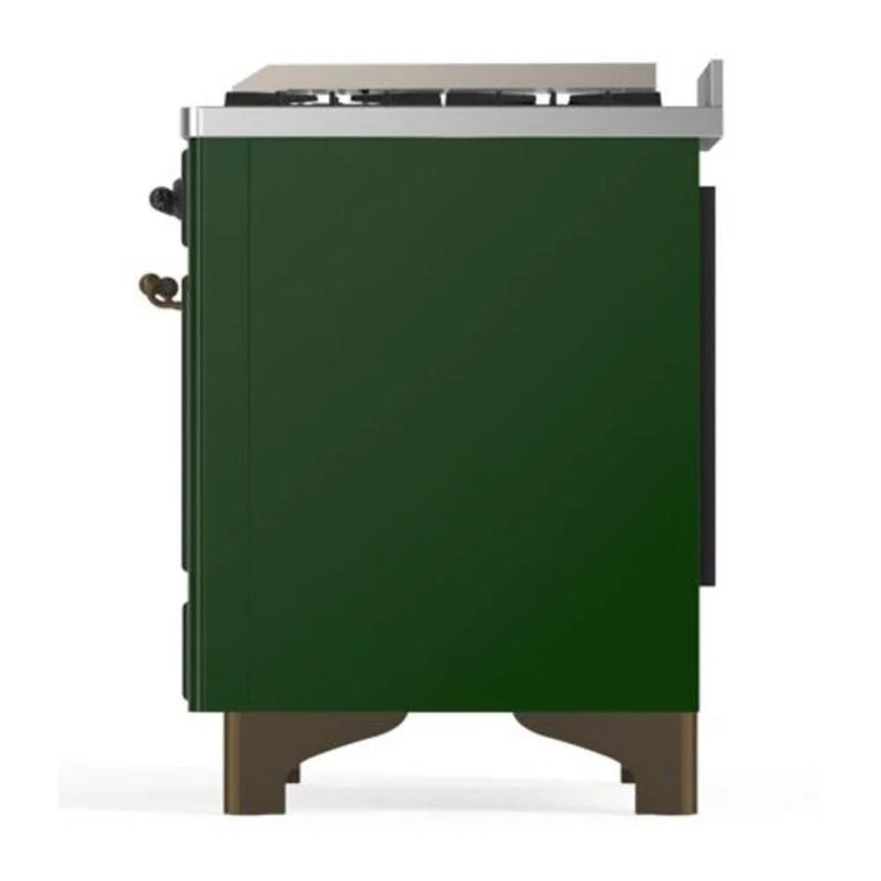 ILVE Majestic II 40" Dual Fuel Freestanding Range in Emerald Green with Burnished Trim, UMD10FDQNS3EGB