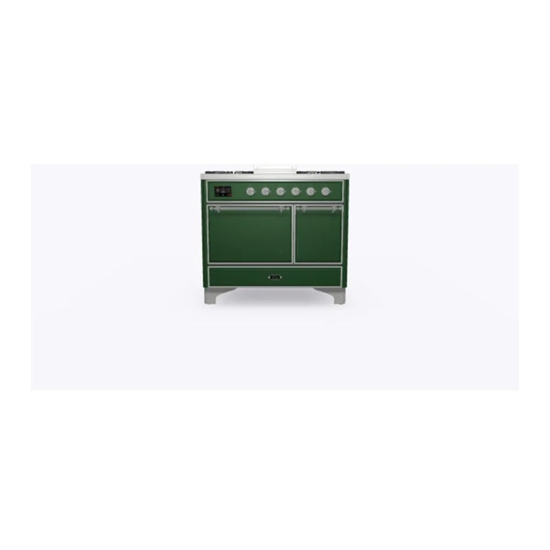 ILVE Majestic II 40" Dual Fuel Freestanding Range in Emerald Green with Chrome Trim, UMD10FDQNS3EGC