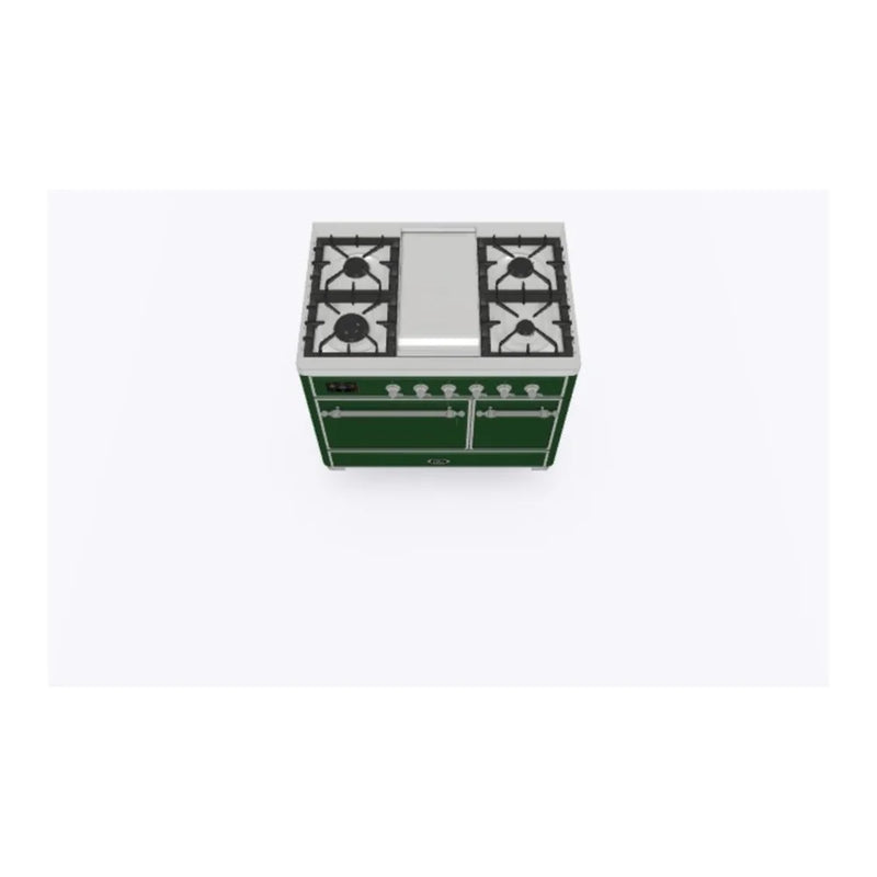 ILVE Majestic II 40" Dual Fuel Freestanding Range in Emerald Green with Chrome Trim, UMD10FDQNS3EGC