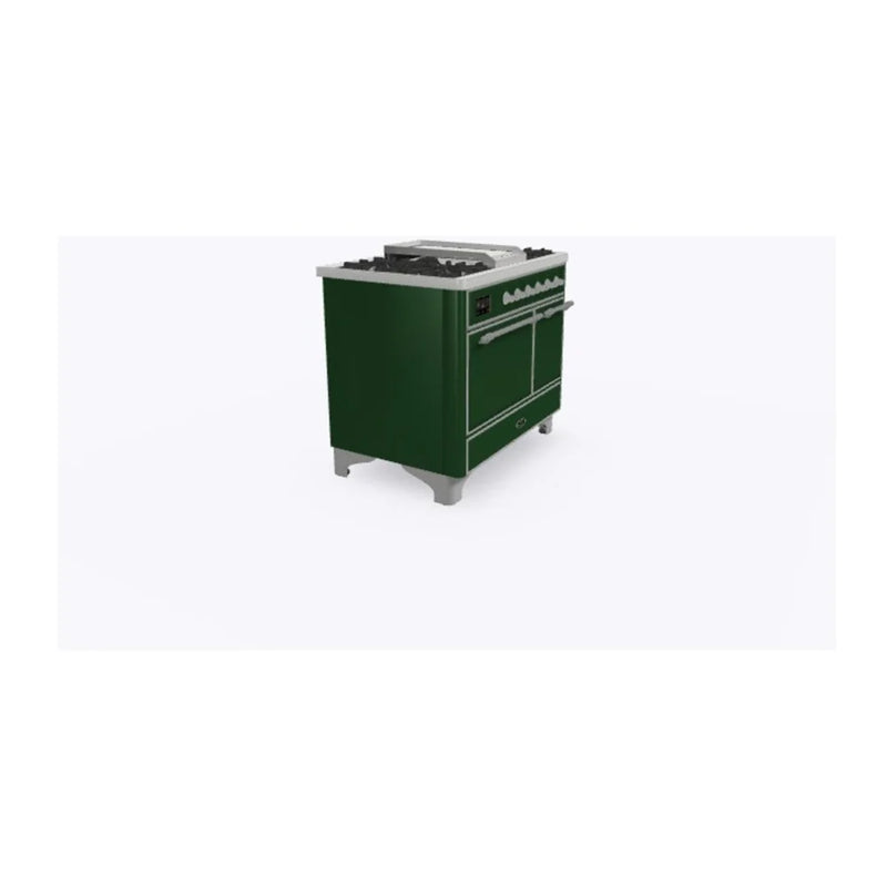 ILVE Majestic II 40" Dual Fuel Freestanding Range in Emerald Green with Chrome Trim, UMD10FDQNS3EGC