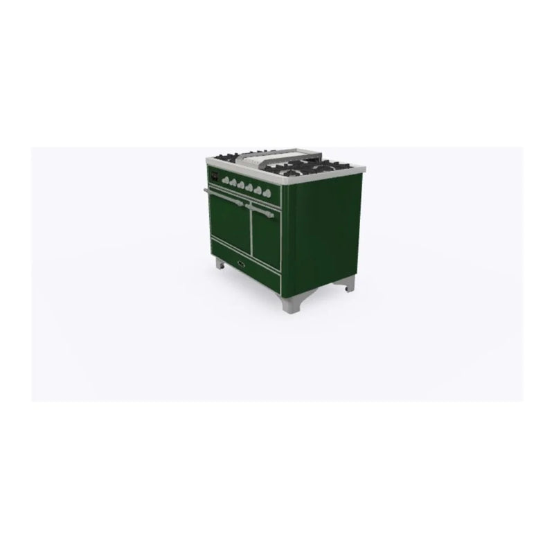 ILVE Majestic II 40" Dual Fuel Freestanding Range in Emerald Green with Chrome Trim, UMD10FDQNS3EGC