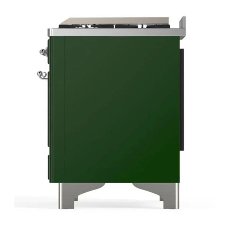ILVE Majestic II 40" Dual Fuel Freestanding Range in Emerald Green with Chrome Trim, UMD10FDQNS3EGC