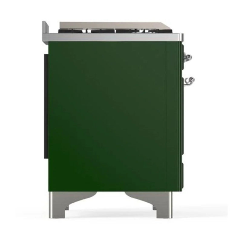 ILVE Majestic II 40" Dual Fuel Freestanding Range in Emerald Green with Chrome Trim, UMD10FDQNS3EGC