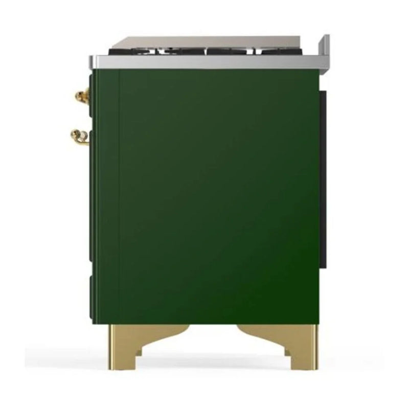 ILVE Majestic II 40" Dual Fuel Freestanding Range in Emerald Green with Brass Trim, UMD10FDQNS3EGG