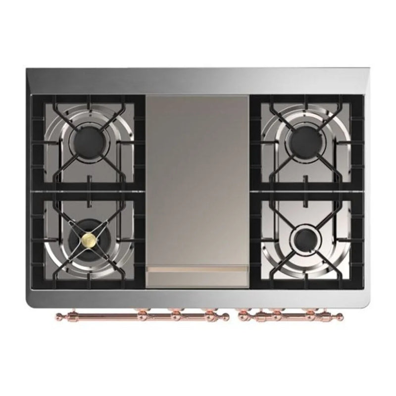 ILVE Majestic II 40" Dual Fuel Freestanding Range in Emerald Green with Copper Trim, UMD10FDQNS3EGPLP