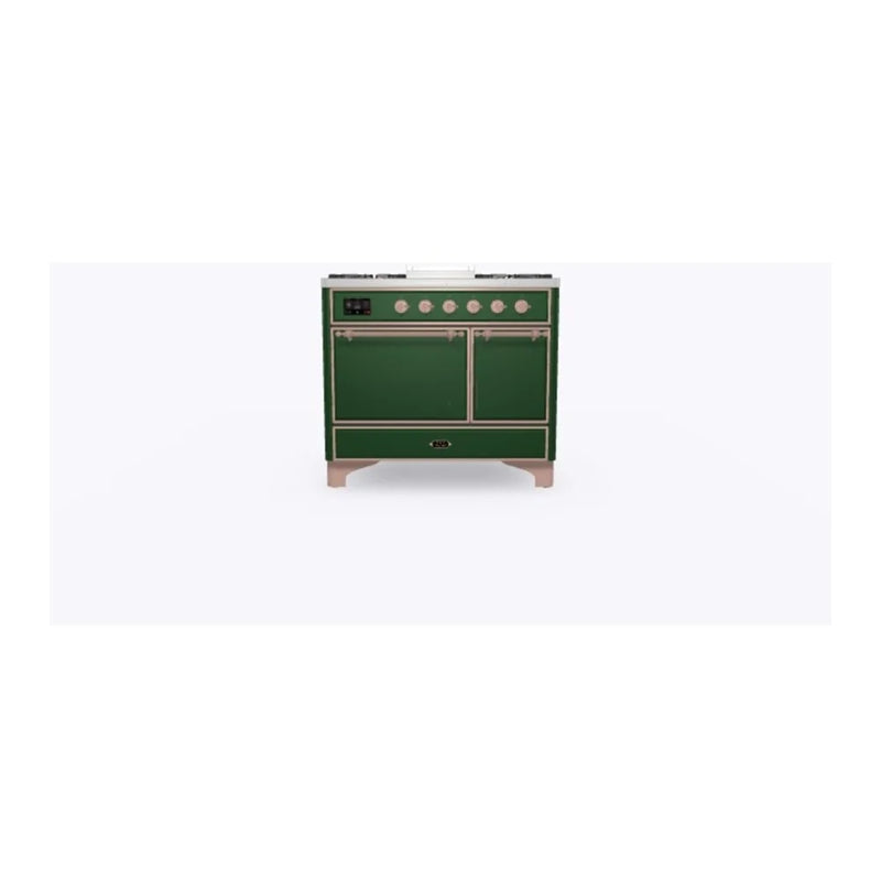 ILVE Majestic II 40" Dual Fuel Freestanding Range in Emerald Green with Copper Trim, UMD10FDQNS3EGP