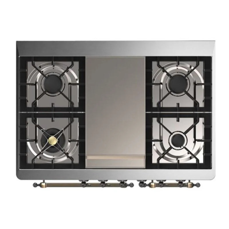 ILVE Majestic II 40" Dual Fuel Freestanding Range in Midnight Blue with Burnished Trim, UMD10FDQNS3MBBLP